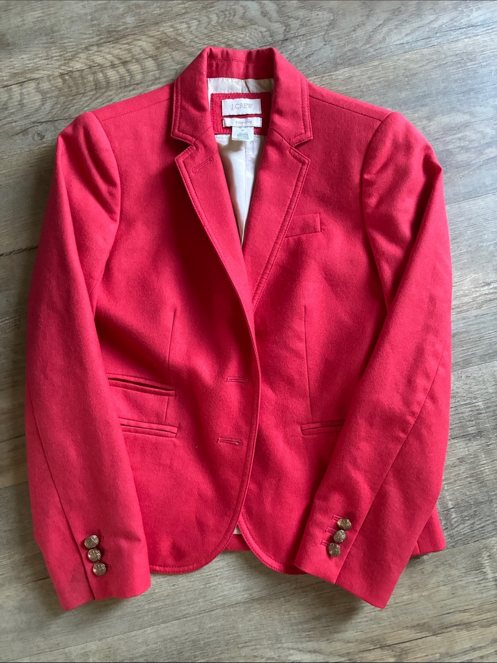 J. Crew Bright Red Notch Lapel Wool Blend Blazer